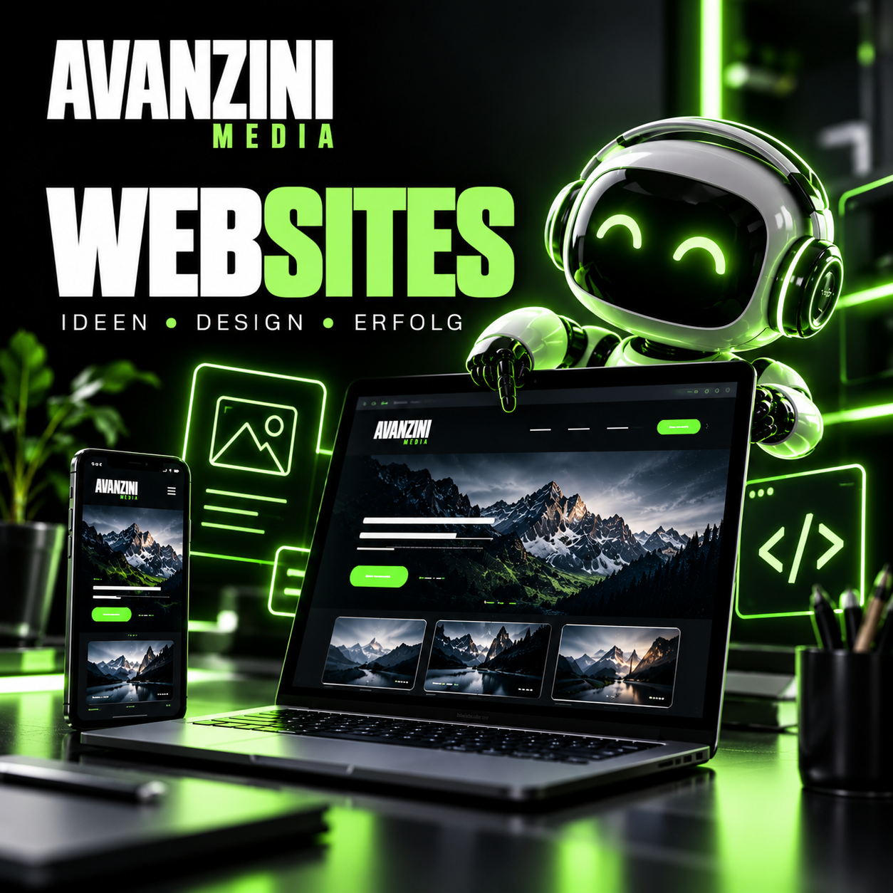 Modernes Website-Projekt auf einem Laptop
